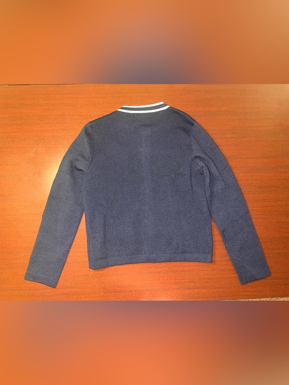 41 Hawthorn Navy Sweater with White Trim and Gold Buttons - Picture 4 of 4